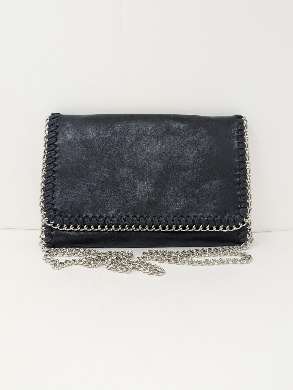 Chelsea28 Black Crossbody Metallic Chain Strap Bag Purse